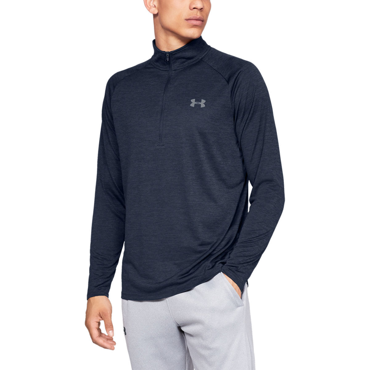 Under Armour Mens Blue Comfortable Tech 2.0 1/2 Zip Golf Midlayer, Size: Large  | American Golf