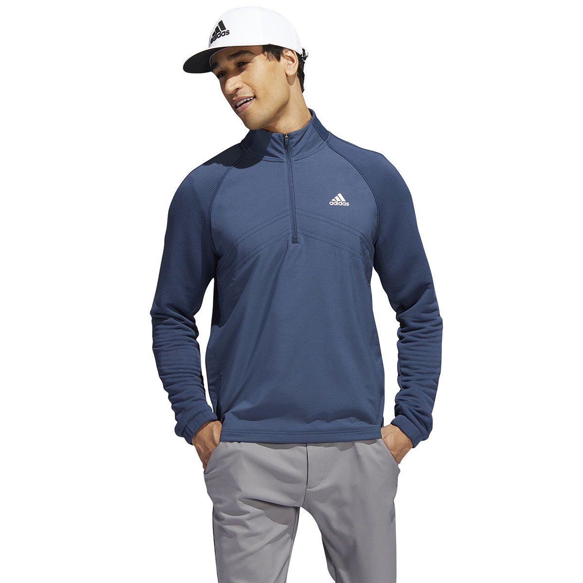 adidas Men’s Statement Fleece Half Zip Golf Midlayer, Mens, Navy, Small | American Golf