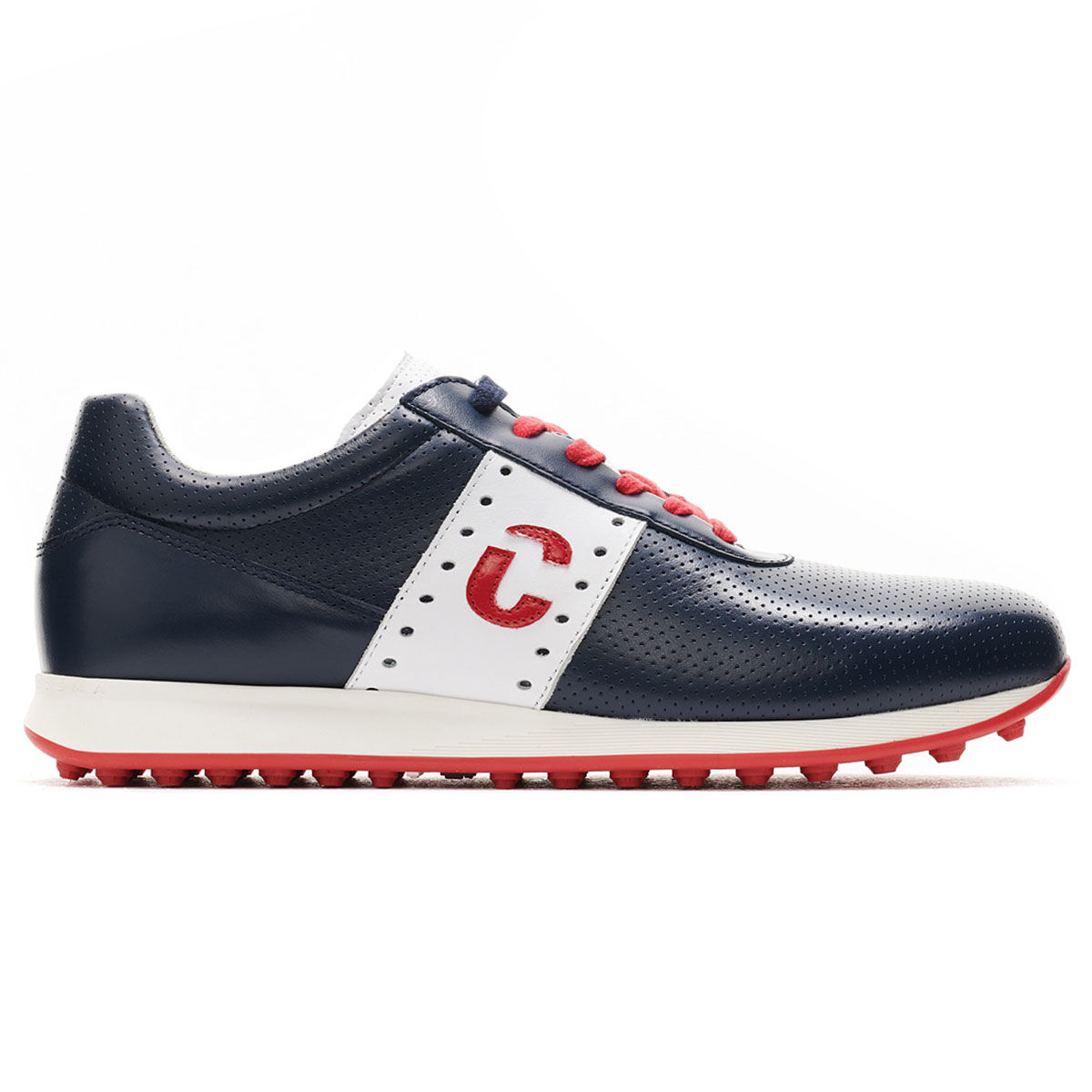 Duca Del Cosma Blue, White and Red Colour Block Belair Waterproof Spikeless Golf Shoes, Size: 6 | American Golf