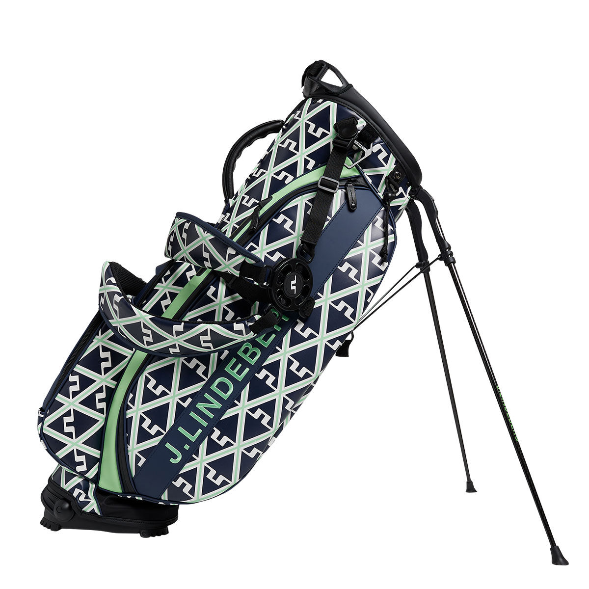J.Lindeberg Play Print Golf Stand Bag, Geo navy | American Golf