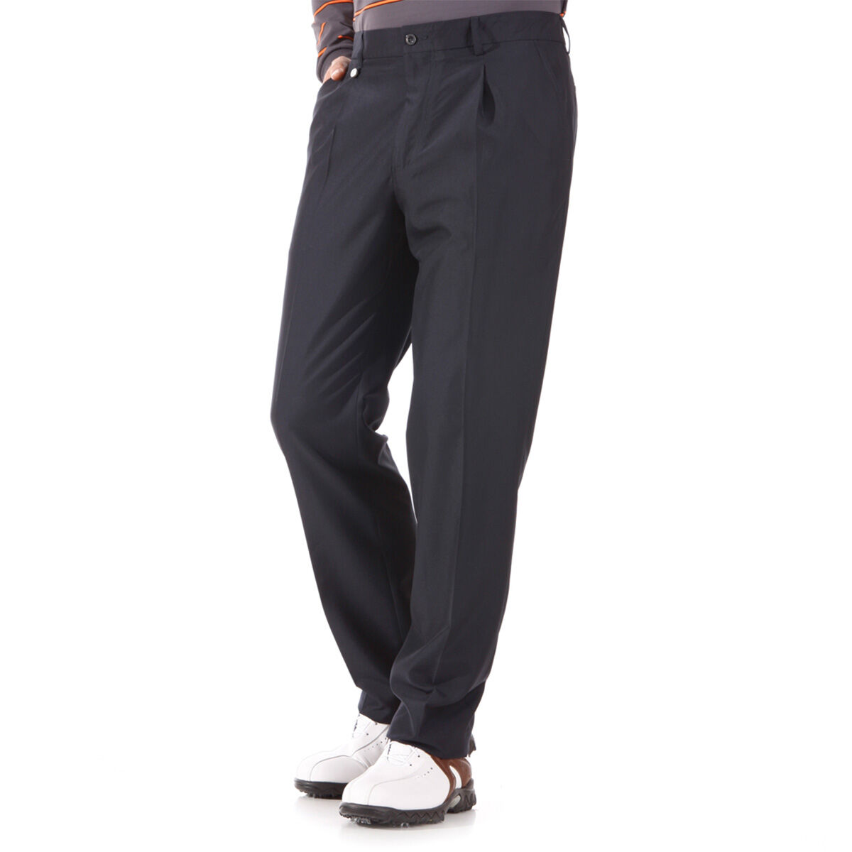 GOLFINO Classic Microfibre Pleated Golf Trousers, Mens, Blue, 32, Regular | American Golf