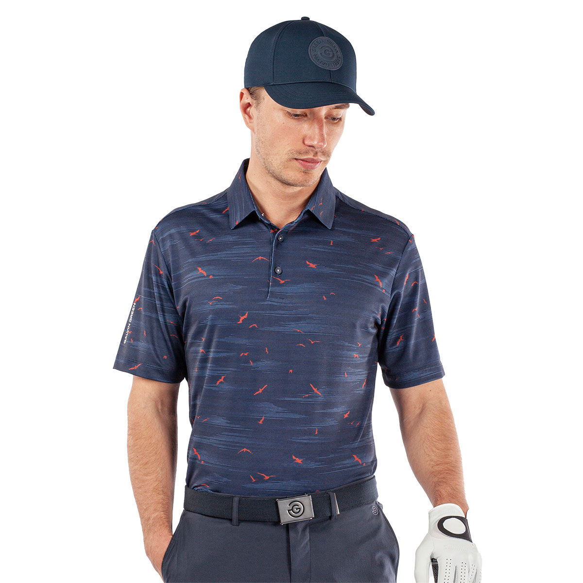 Galvin Green Men’s Marin Golf Polo Shirt, Mens, Navy/orange, Large | American Golf