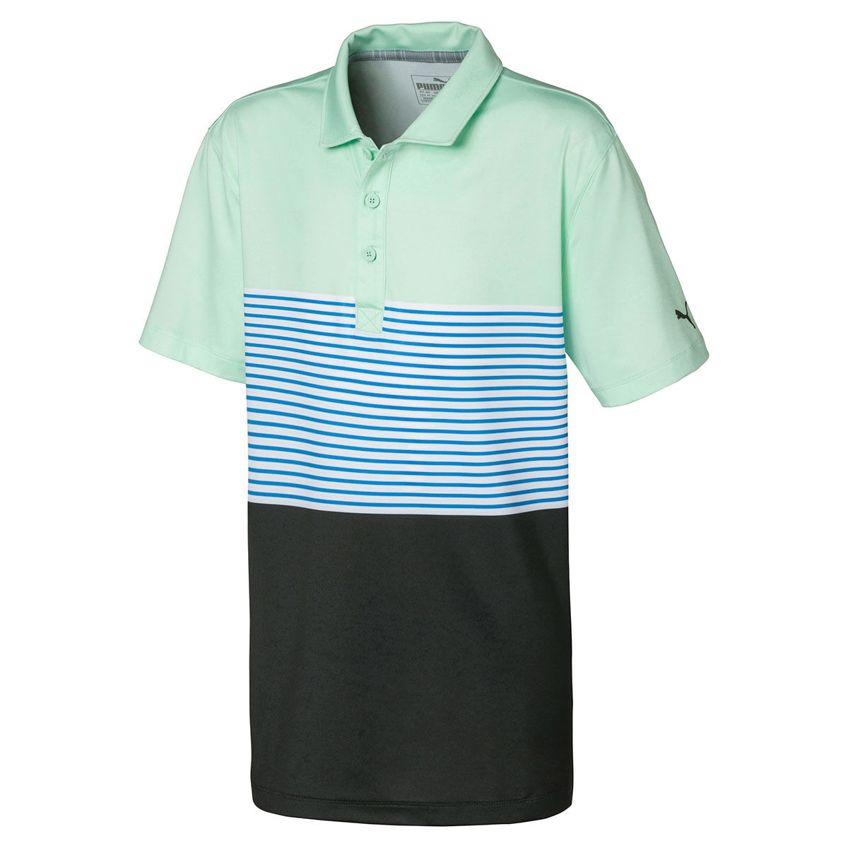 Puma Golf Kids Blue Comfortable Colour Block Taylor Junior Golf Polo Shirt, Size: 7-8 Years | American Golf