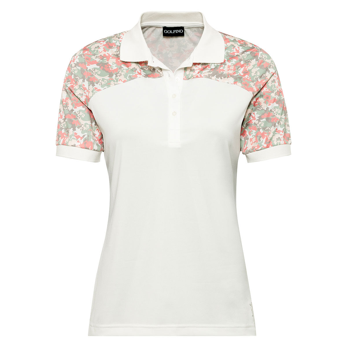 GOLFINO Womens White, Orange and Green Lightweight Match Play Short Sleeve Golf Polo Shirt, Size: 8| American Golf