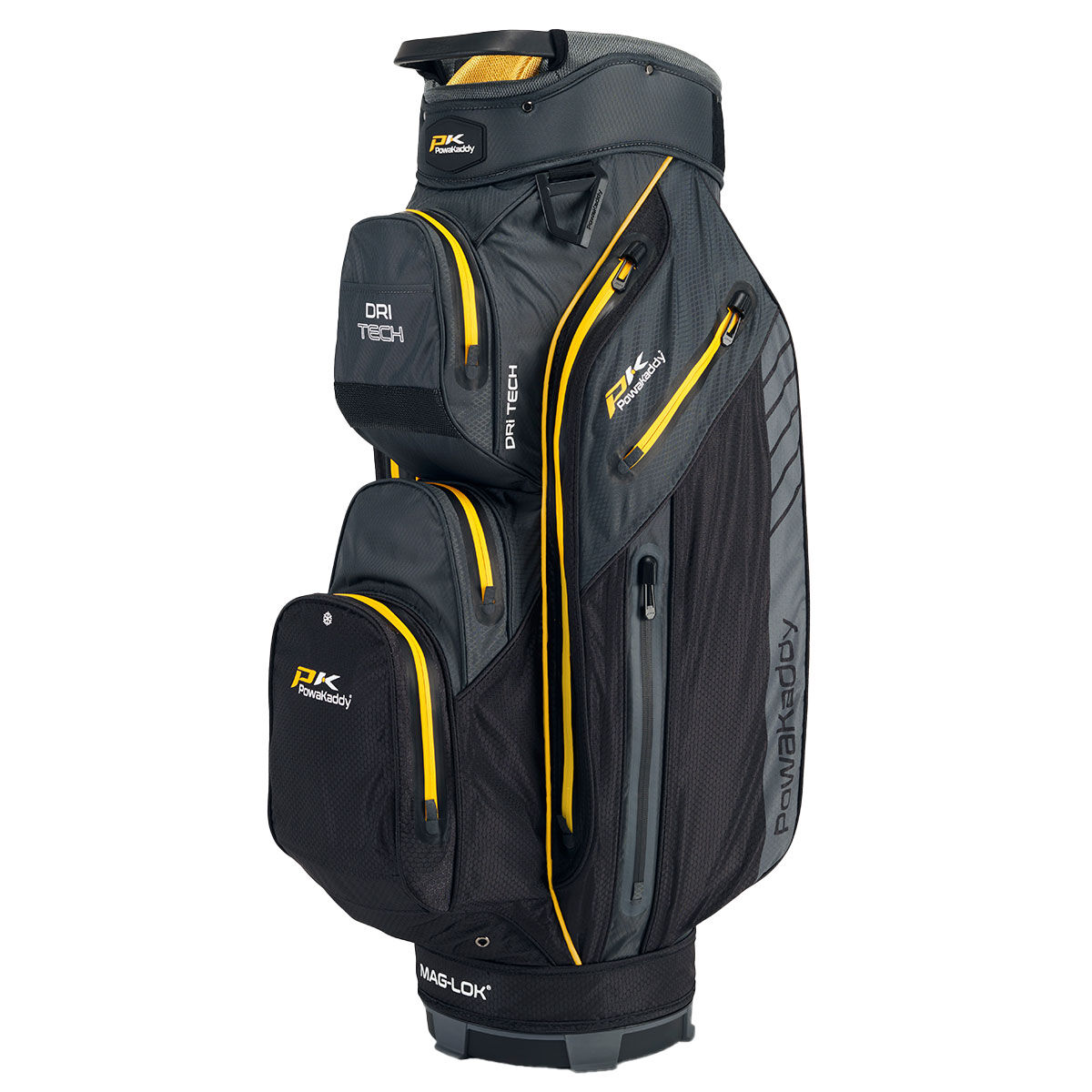 PowaKaddy Dri Tech Waterproof Golf Cart Bag, Black/gunmetal/yellow, One Size | American Golf
