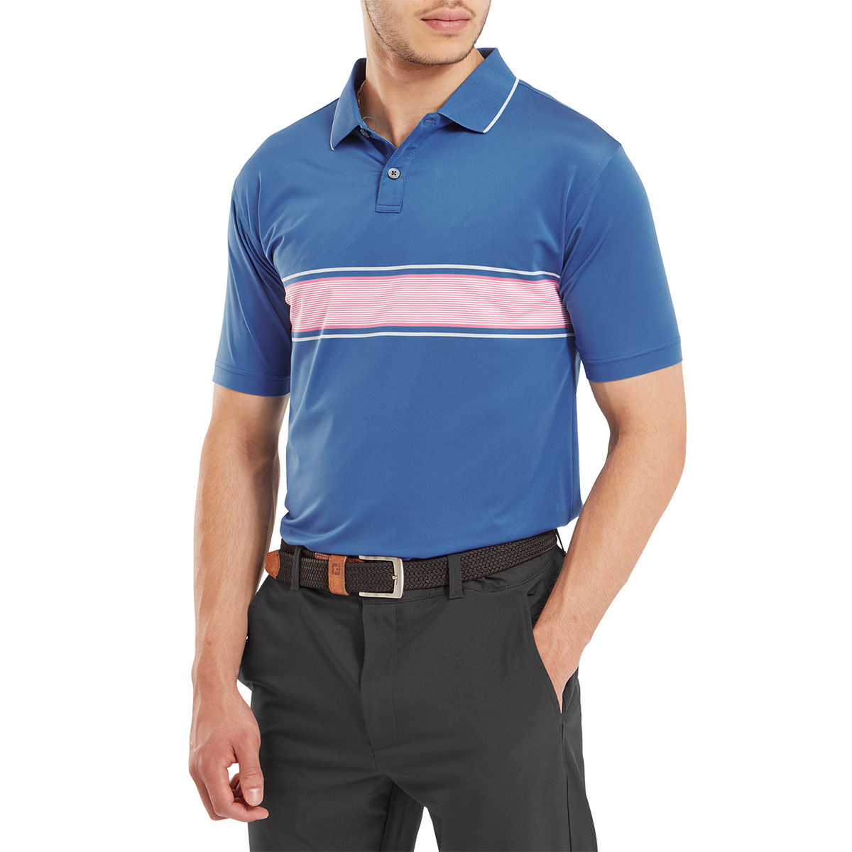 FootJoy Men’s Engineered Pin Stripe Golf Polo Shirt, Mens, Sapphire, Xl | American Golf