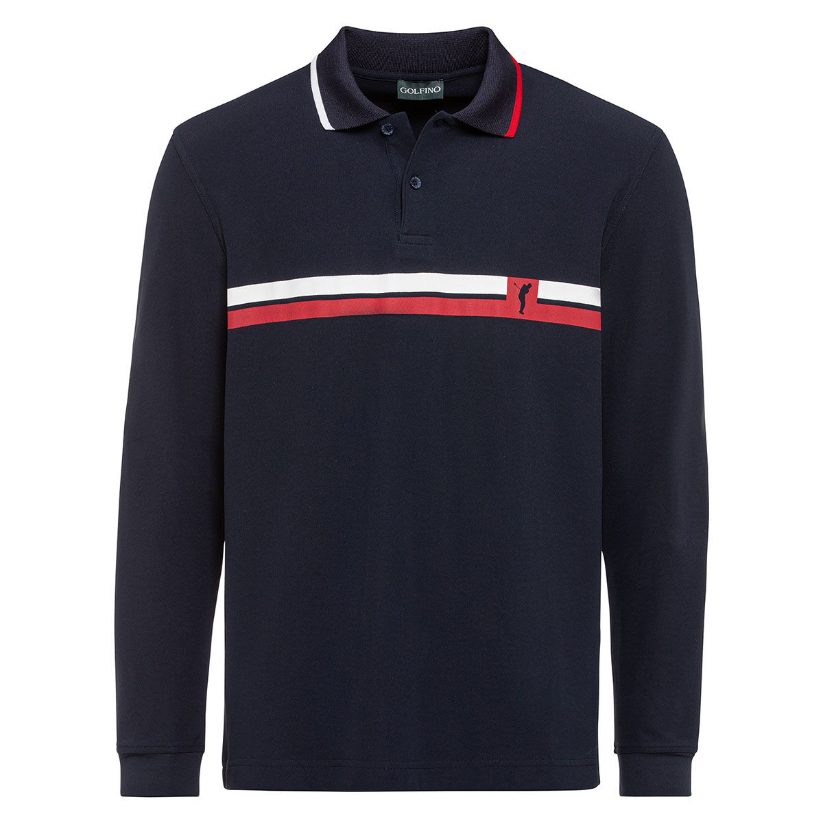 GOLFINO Navy Blue, Red and White Men’s Stripe Golf Polo Shirt, Size: Small | American Golf
