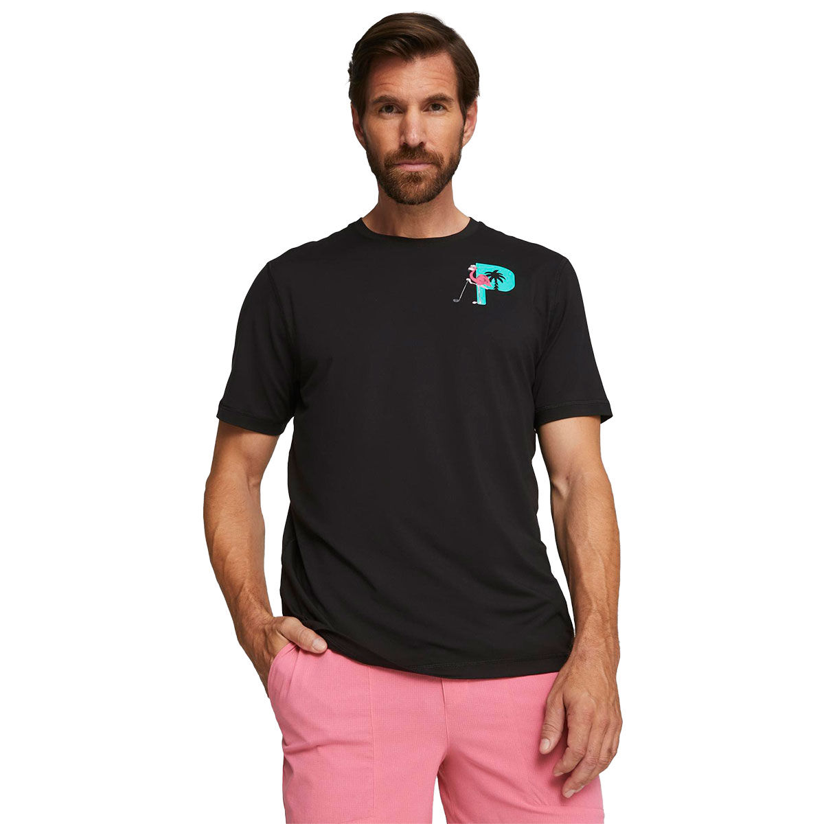 PUMA x Palm Tree Crew Graphic Golf T-Shirt, Mens, Black, Small | American Golf
