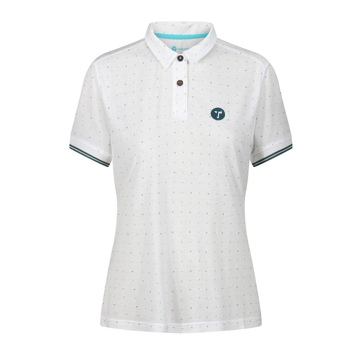 Ocean Tee Stromberg OCEANTEE Repeat Print Womens Golf Polo Shirt, Female, Heathered blue, Small | American Golf