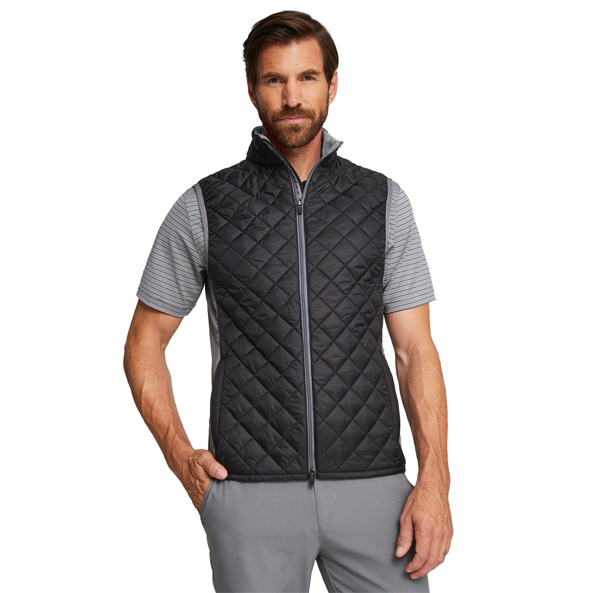 PUMA Men’s Frost Quilted Golf Gilet, Mens, Black/slate sky, Small | American Golf