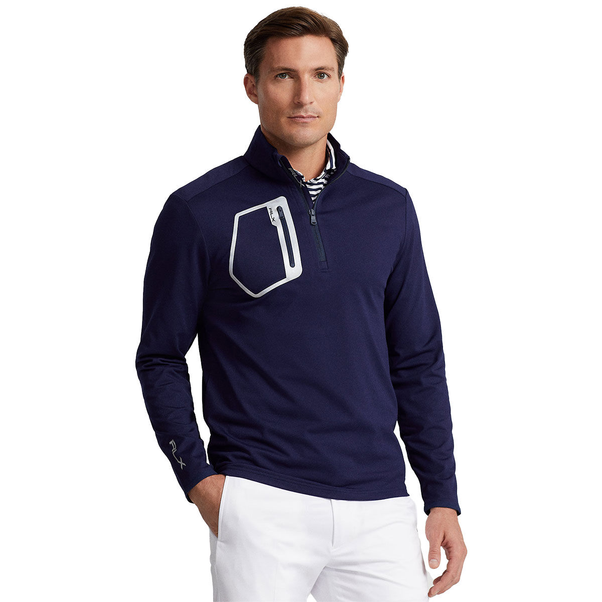 Ralph Lauren Performance Jersey Quarter Zip Golf Midlayer, Mens, Navy blue, Large | American Golf