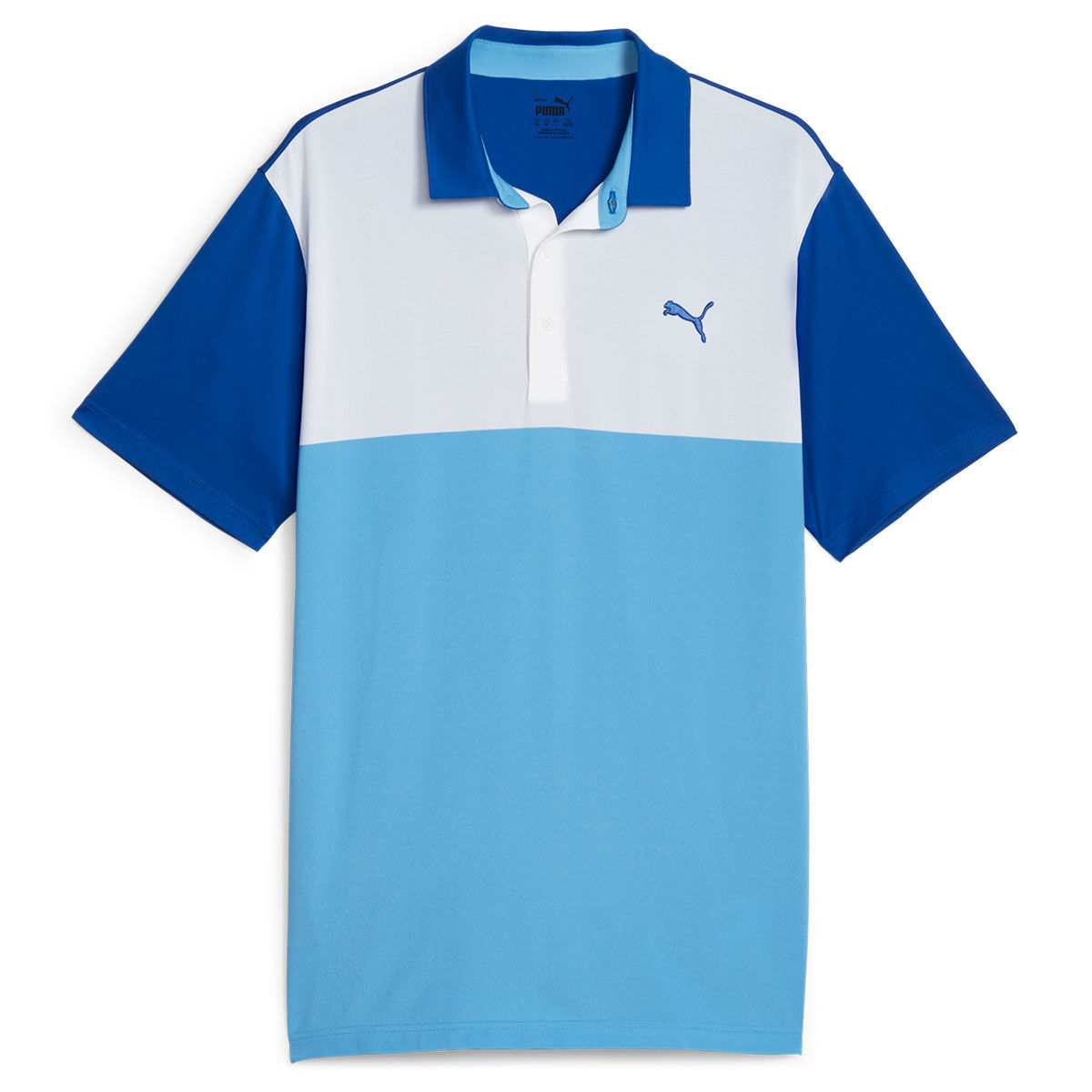 PUMA Men’s CLOUDSPUN Colourblock Golf Polo Shirt, Mens, Festive blue/regal blue, Medium | American Golf