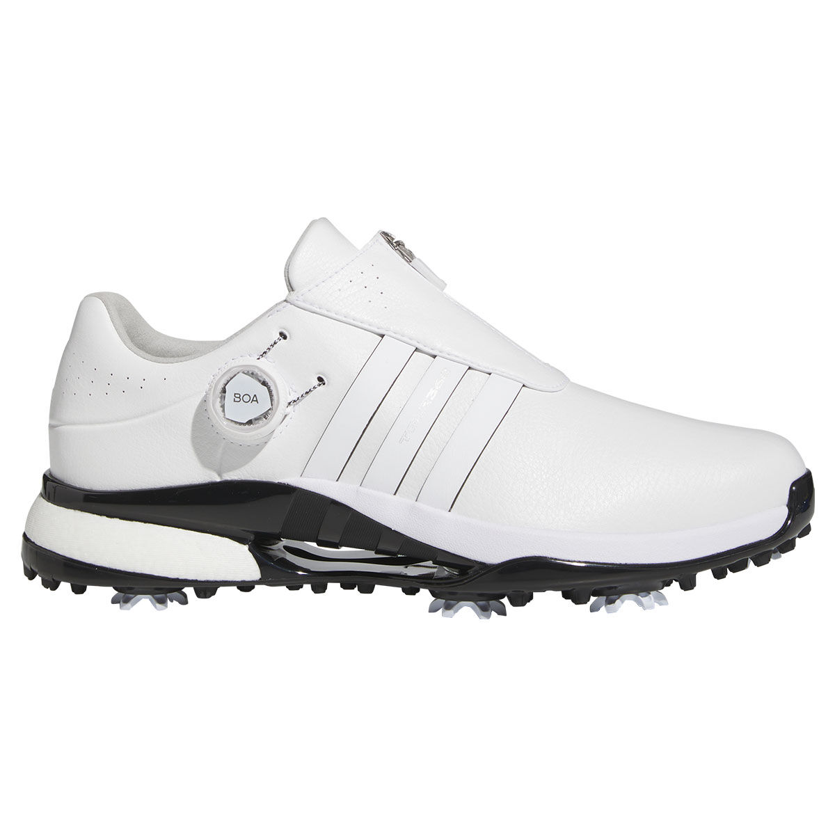 adidas Men’s Tour360 24 BOA Boost Waterproof Spiked Golf Shoes, Mens, White/white/black, 11 | American Golf