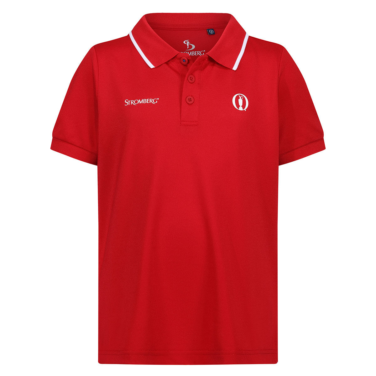 Stromberg Junior The Open Harbour Stretch Golf Polo Shirt, Unisex, Tango red, 8-9 years | American Golf