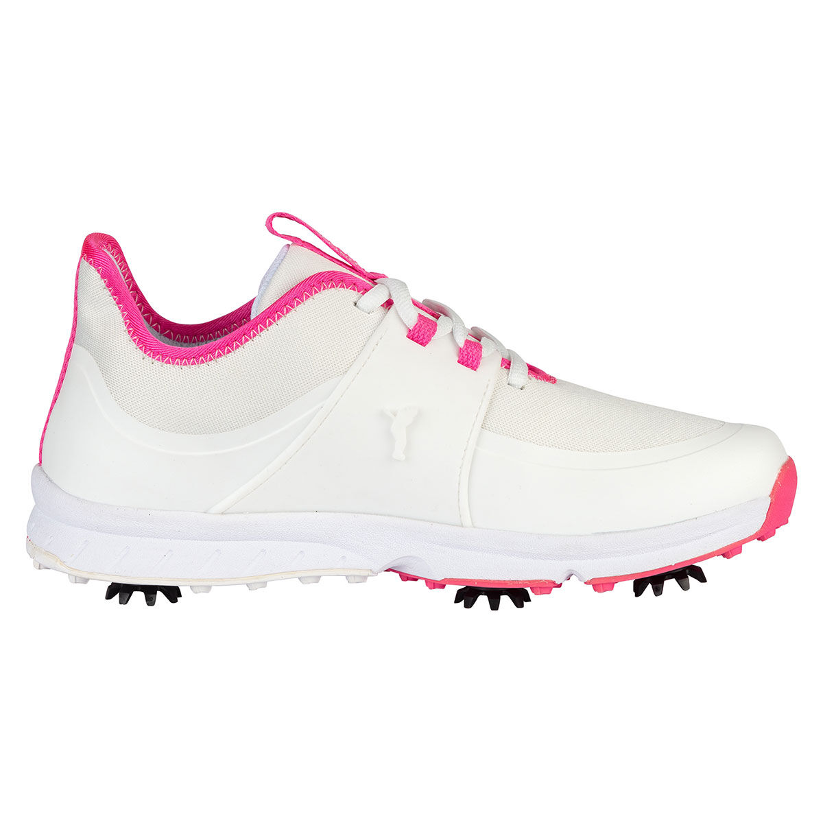 GOLFINO Women’s White and Pink Comfortable Linda Waterproof Spiked Golf Shoes, Size: 5 | American Golf