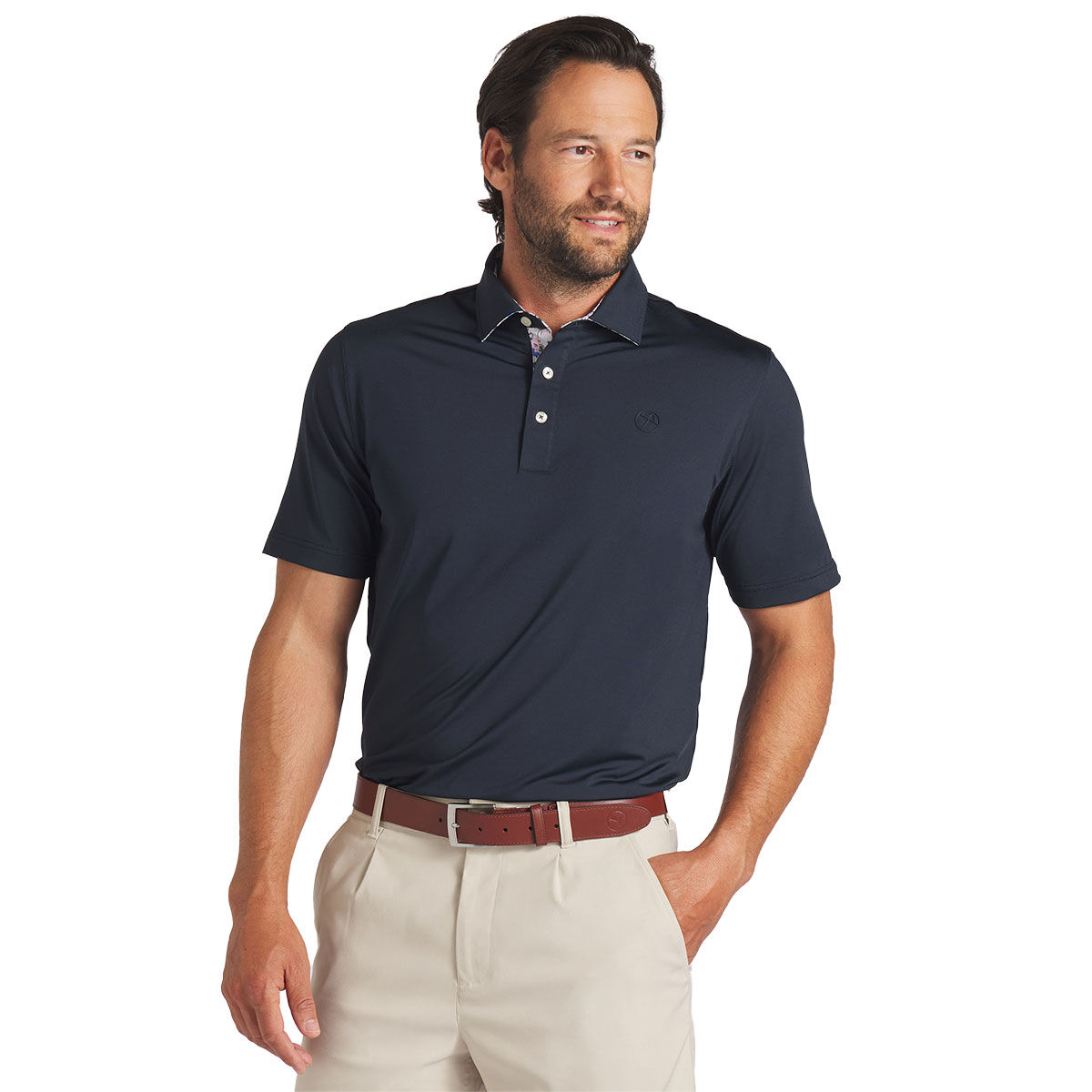 PUMA Men’s x Arnold Palmer Floral Trim Golf Polo Shirt, Mens, Deep navy, Xl | American Golf