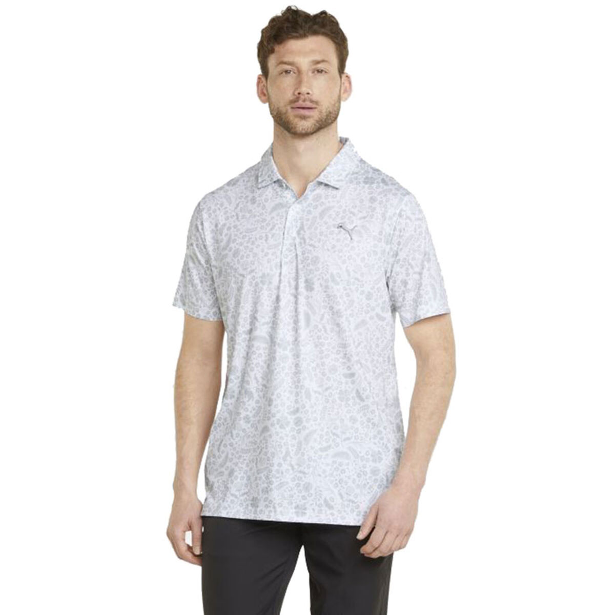 PUMA Men’s CLOUDSPUN Petal Golf Polo Shirt, Mens, White/high rise, Small | American Golf