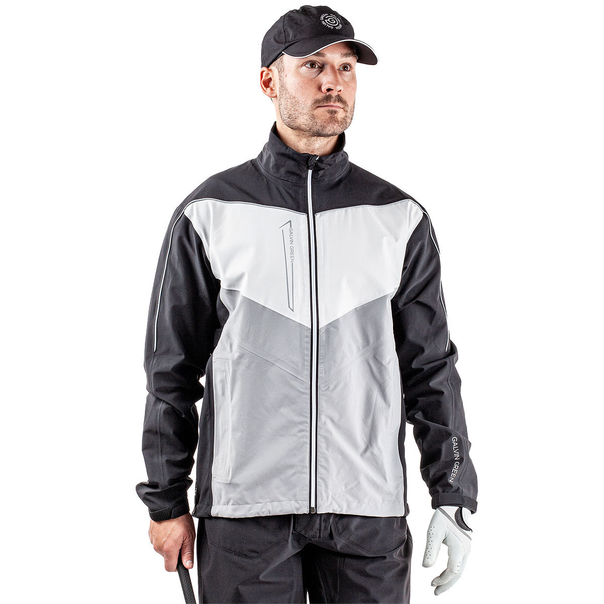 Galvin Green Men’s Black, White and Grey Waterproof Armstrong Golf Jacket, Size: Large | American Golf