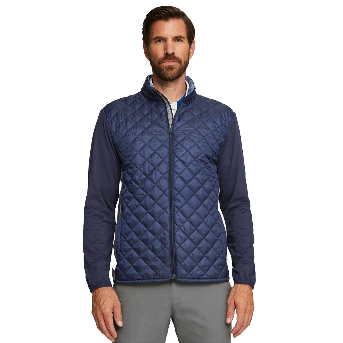 PUMA Men’s Frost Quilted Full Zip Golf Jacket, Mens, Navy blazer/slate sky, Small | American Golf