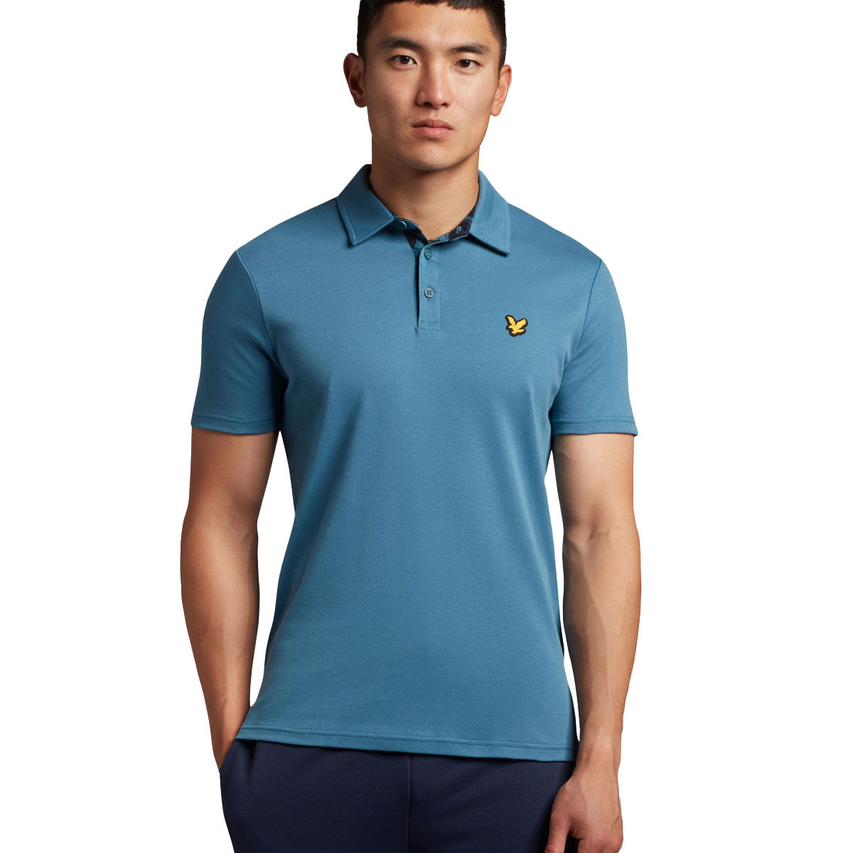 Lyle & Scott Men’s Blue Embroidered Contour Placket Breathable Golf Polo Shirt, Size: Small | American Golf