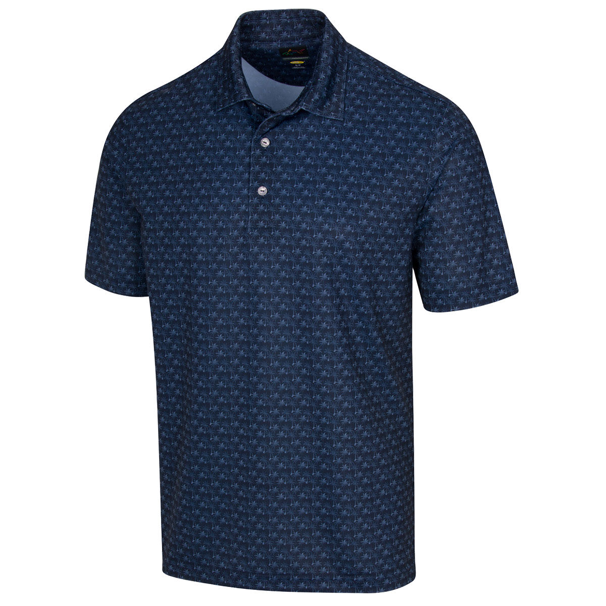 Greg Norman Men’s Navy Blue Freedom Micro Pique Palm Print Golf Polo Shirt, Size: S | American Golf