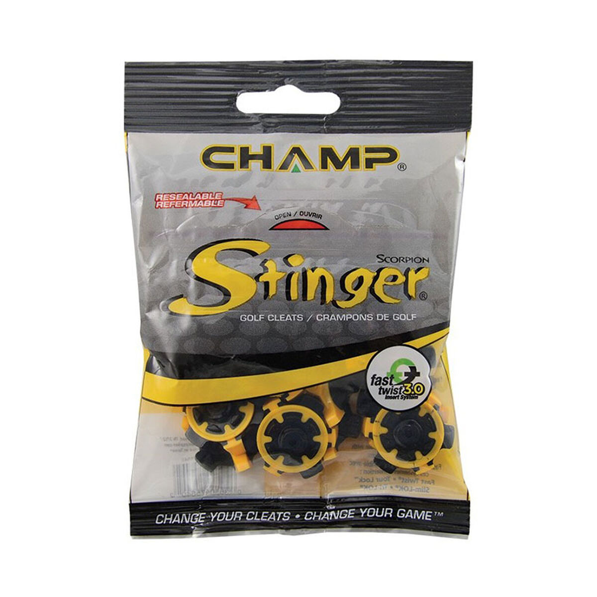 Champ Black and Yellow 18 Stinger Fast Twist 3 Spikes Golf Shoes, One size | American Golf