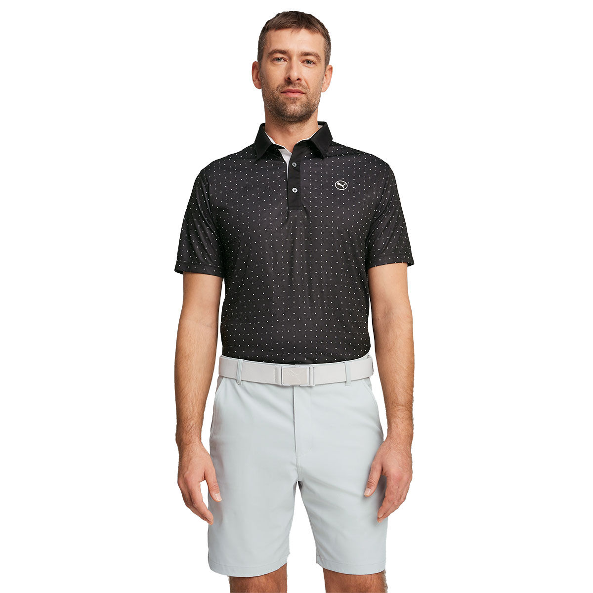PUMA Men’s Pure Geo Golf Polo Shirt, Mens, Black/white glow, Large | American Golf