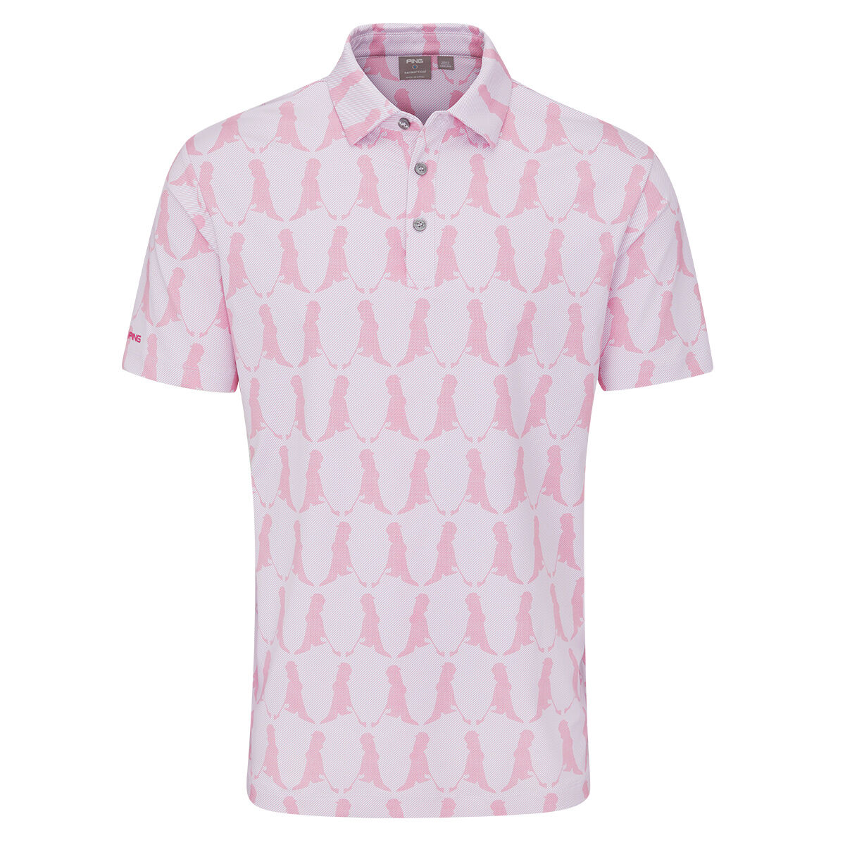 PING Men’s Mr Ping Printed Golf Polo Shirt, Mens, Wild rose, Large | American Golf