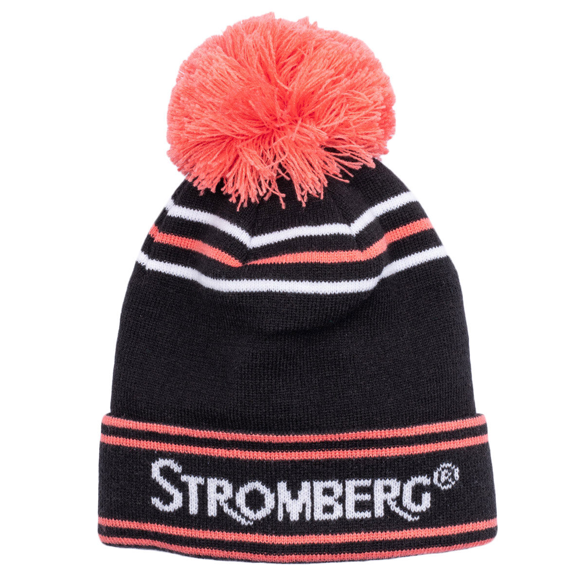 Stromberg Womens Black And Pink Knitted Pom Golf Beanie Hat, Size: One Size | American Golf