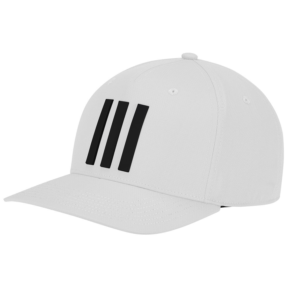 adidas Golf Men’s White and Black Lightweight Striped Tour Snapback Golf Cap | American Golf, One Size
