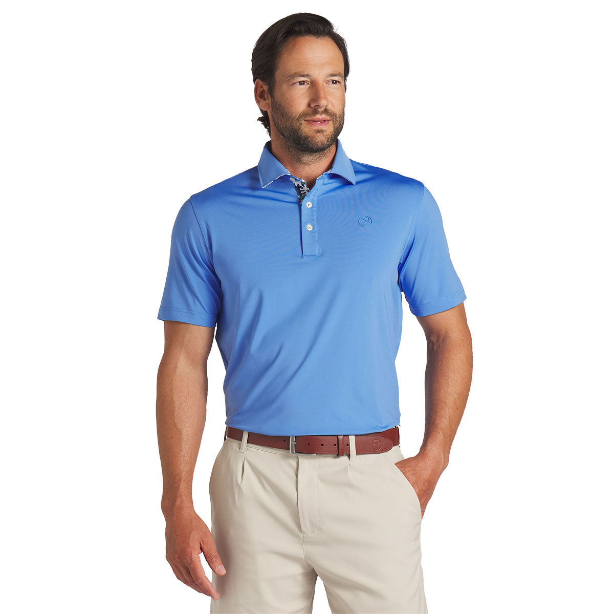 PUMA Men’s x Arnold Palmer Floral Trim Golf Polo Shirt, Mens, Blue skies, Medium | American Golf