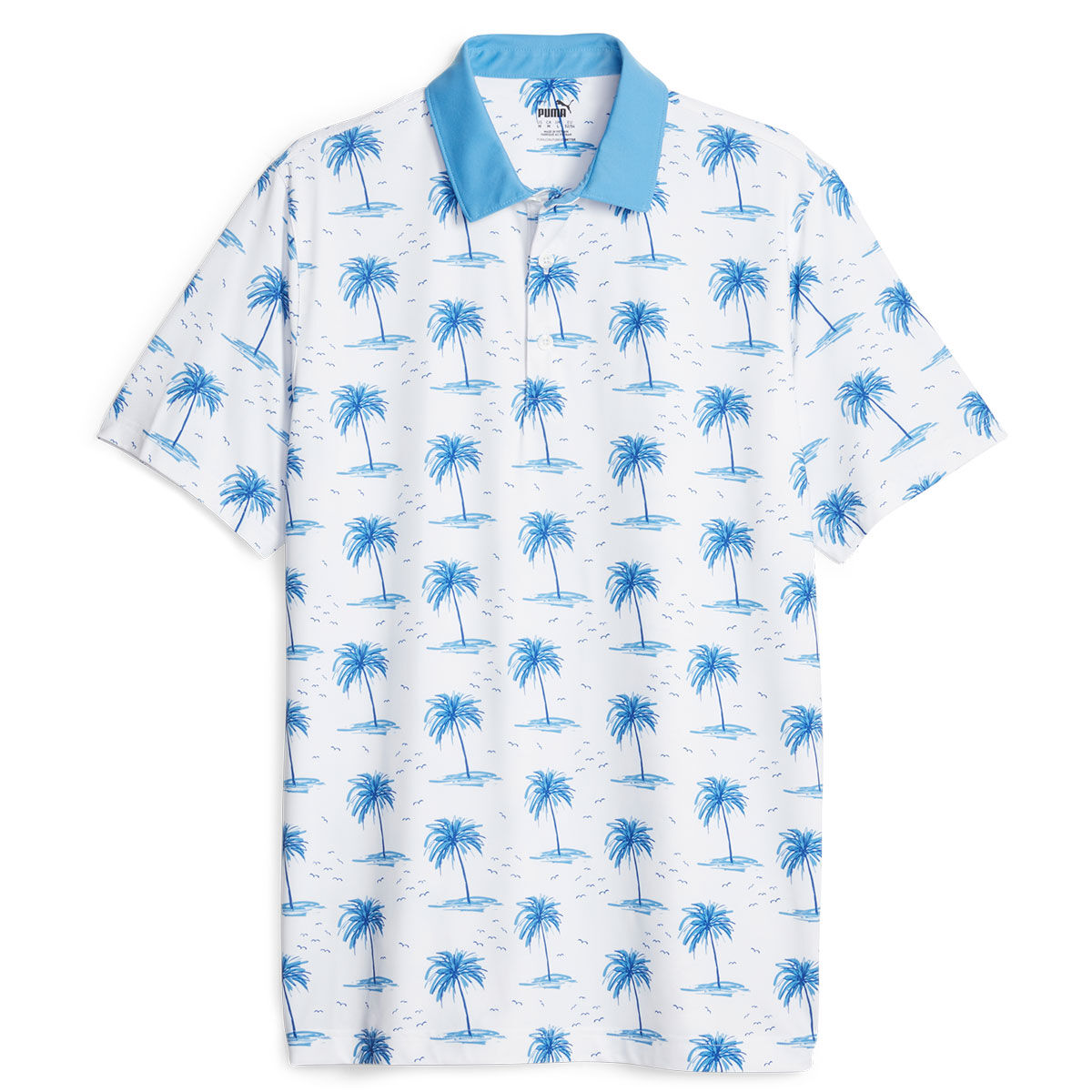 PUMA Men’s MATTR Mirage Golf Polo Shirt, Mens, White/blue, Small | American Golf