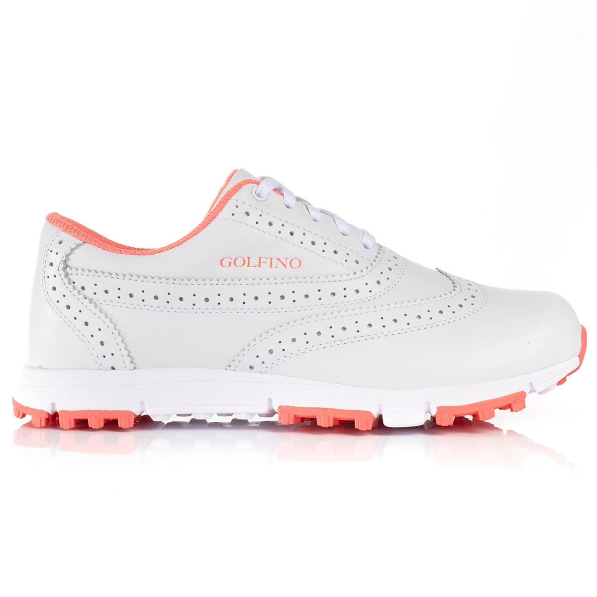 Golfino Womens White and Pink Aurora Spikeless Golf Shoes, Size: 4 | American Golf