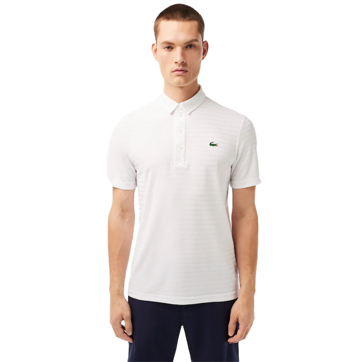 Lacoste Men’s SPORT Fine Stripe Golf Polo Shirt, Mens, White, Xl | American Golf