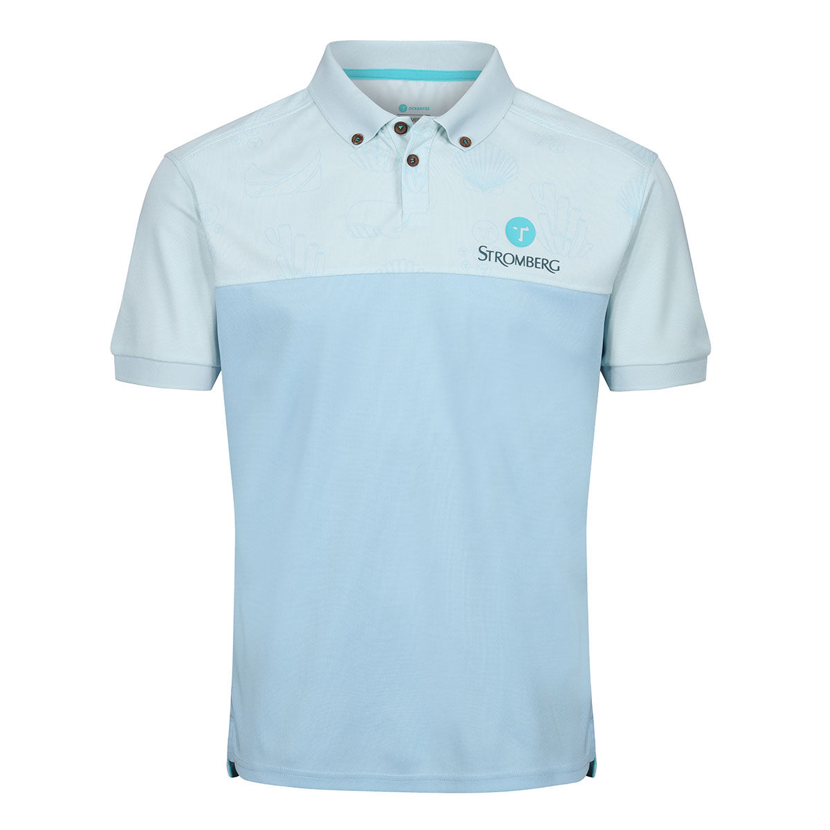 Ocean Tee Mens Light Blue Stromberg Half Golf Polo Shirt, Size: Small| American Golf