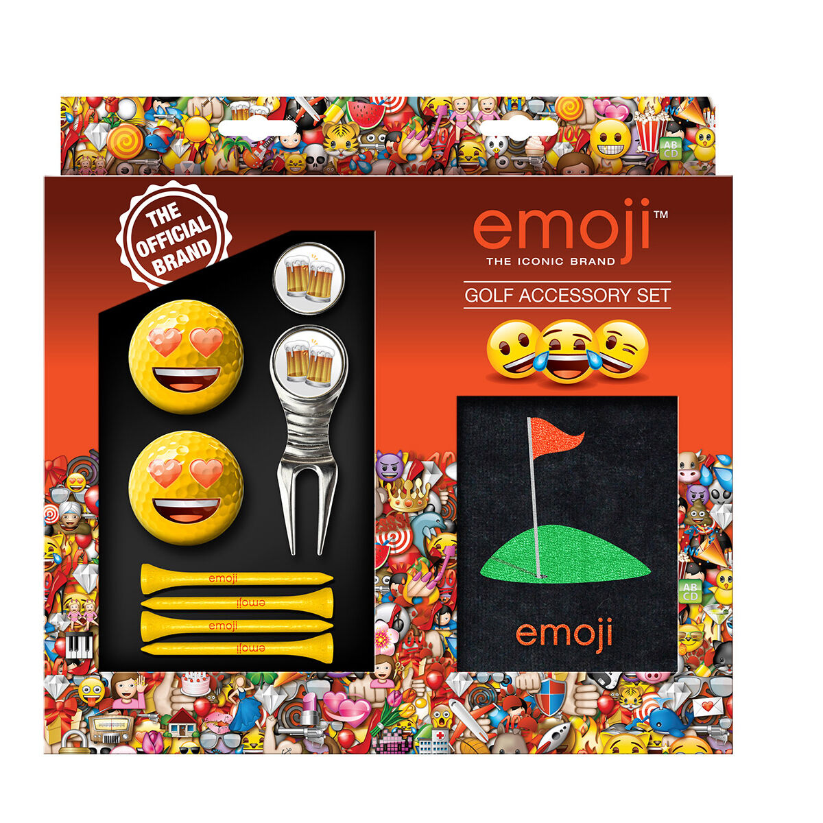emoji Yellow Plain Golf Accessory Gift Set, Size: 4x7cm | American Golf