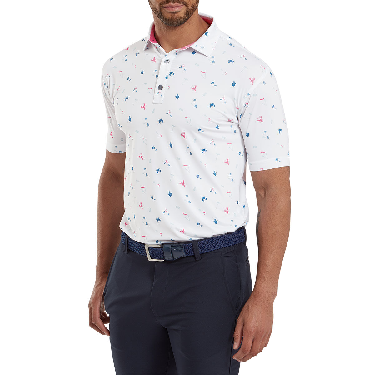 FootJoy Men’s Clam Bake Golf Polo Shirt, Mens, White, Small | American Golf