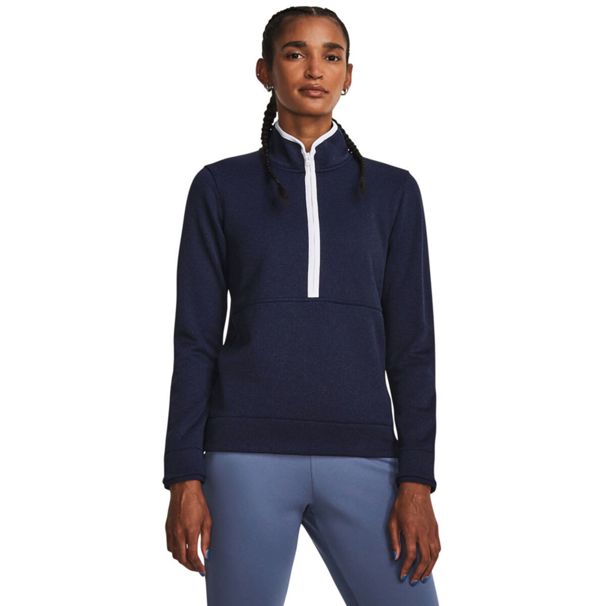 Under Armour Womens Storm SweaterFleece Half Zip Mid Layer, Female, Midnight navy/white/met silver, Xl | American Golf