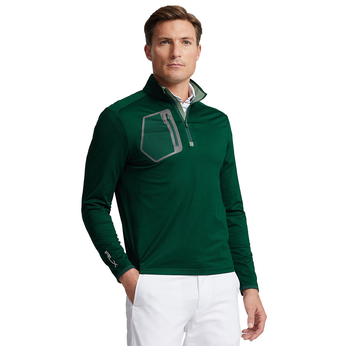 Ralph Lauren Men’s Luxury Jersey Quarter Zip Golf Mid Layer, Mens, Moss agate, Small | American Golf