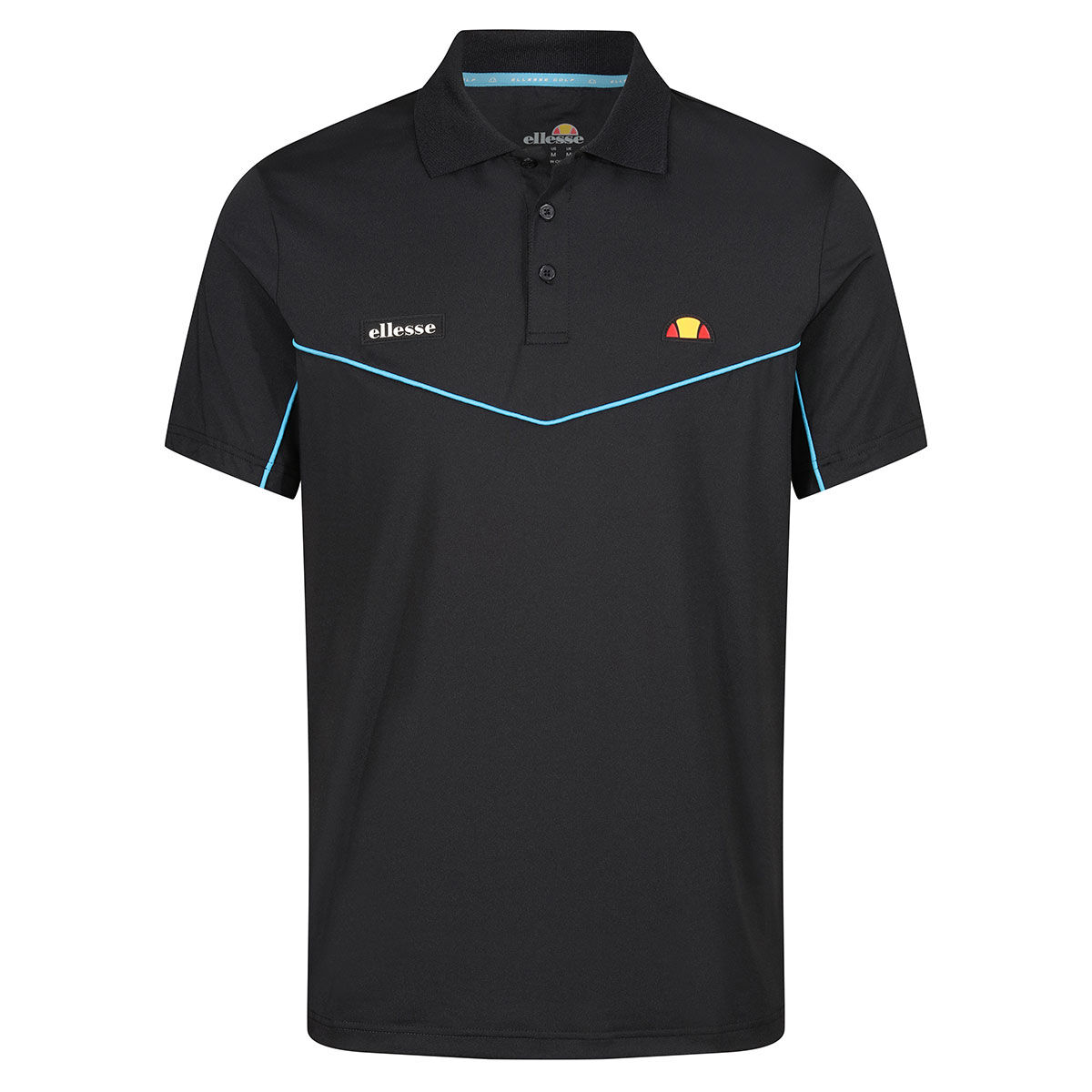 Ellesse Mens Black and Blue Stripe Murata Golf Polo Shirt, Size: Small | American Golf