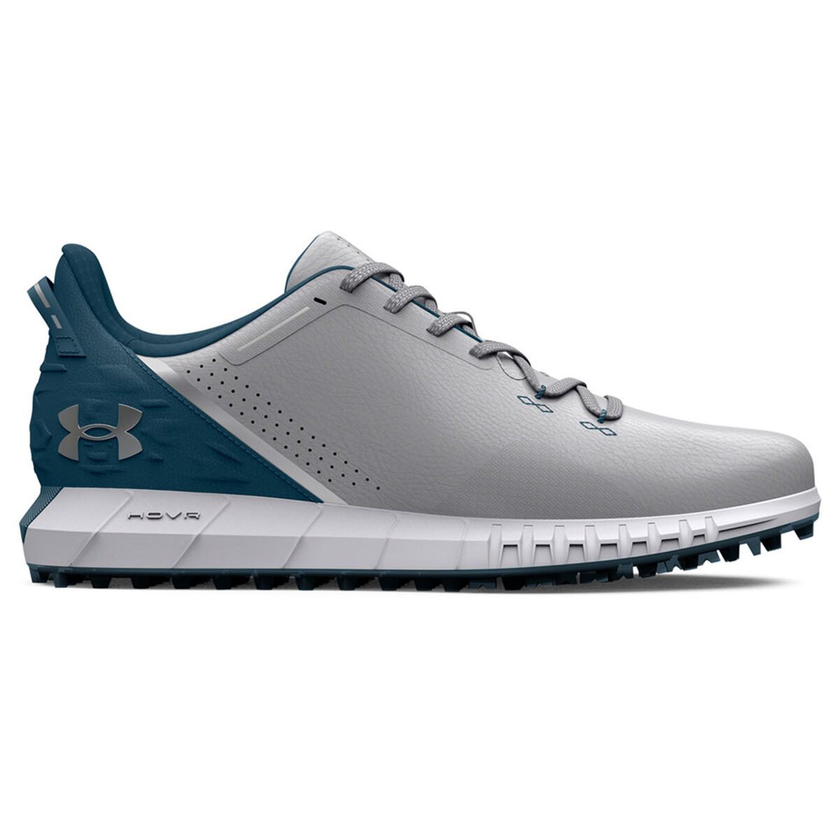 Under Armour Men’s Grey, Blue and Silver HOVR Drive Waterproof Spikeless Wide Fit Golf Shoes, Size: 8 | American Golf