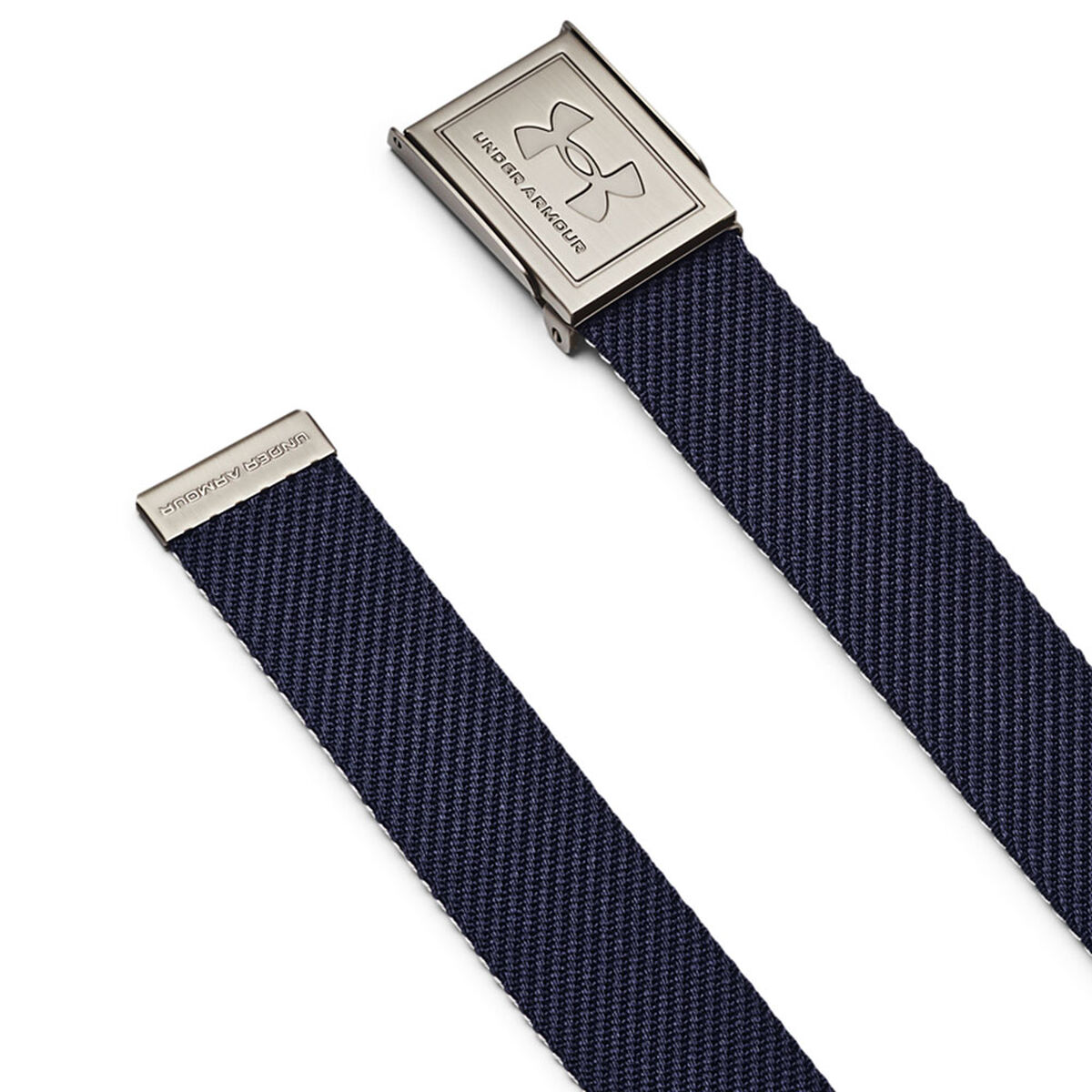 Under Armour Men’s Navy Blue, Khaki and Silver Adjustable Webbing Golf Belt | American Golf, One Size