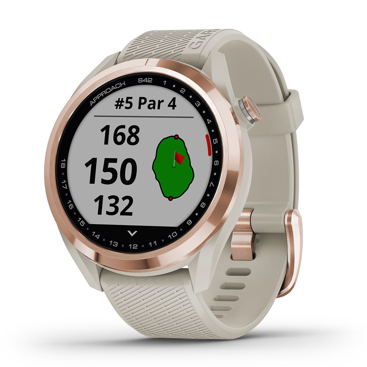 Garmin Rose Gold and Beige Approach S42 Golf GPS Watch| American Golf, One Size
