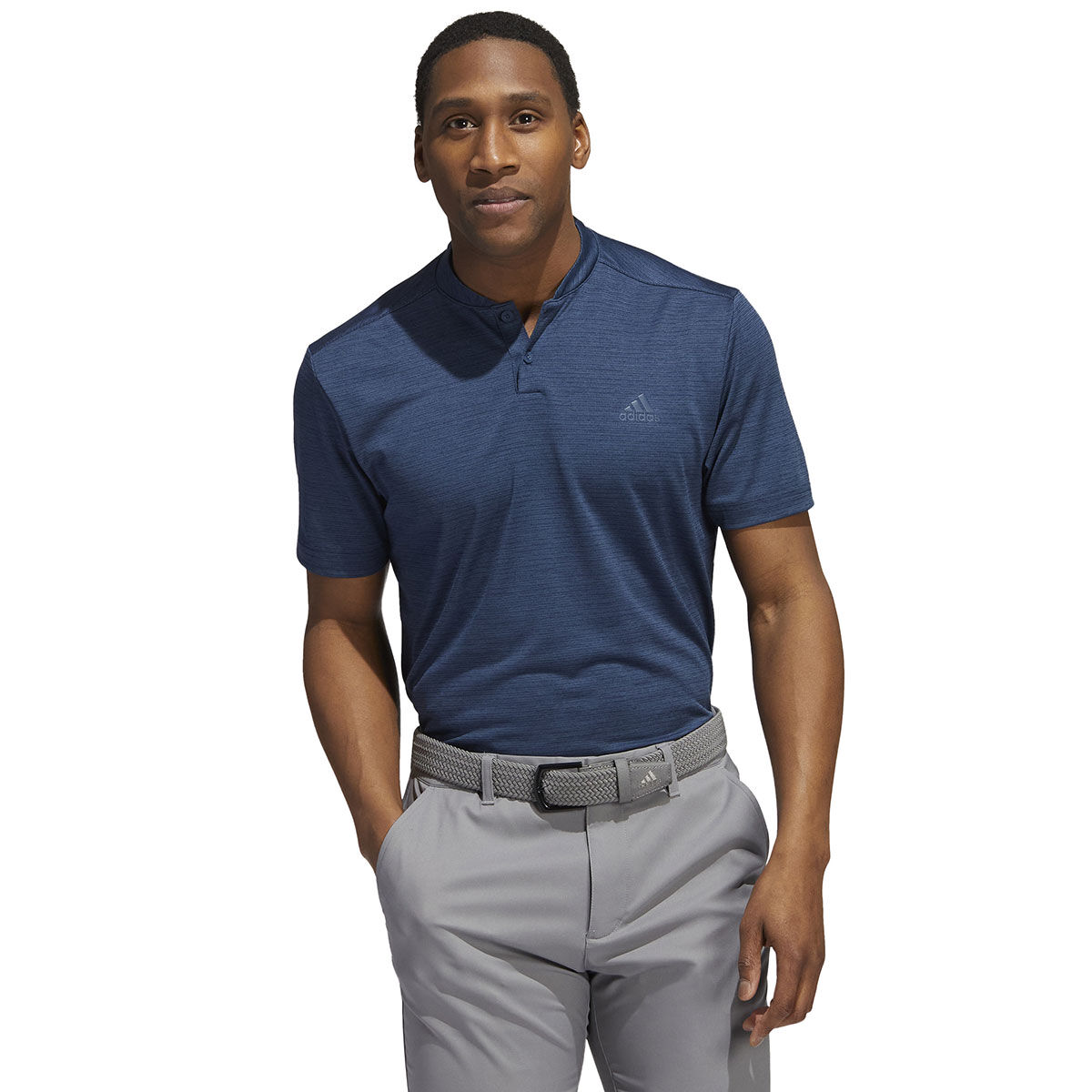 adidas Men’s Textured Stripe Stretch Golf Polo Shirt, Mens, Navy, Small | American Golf