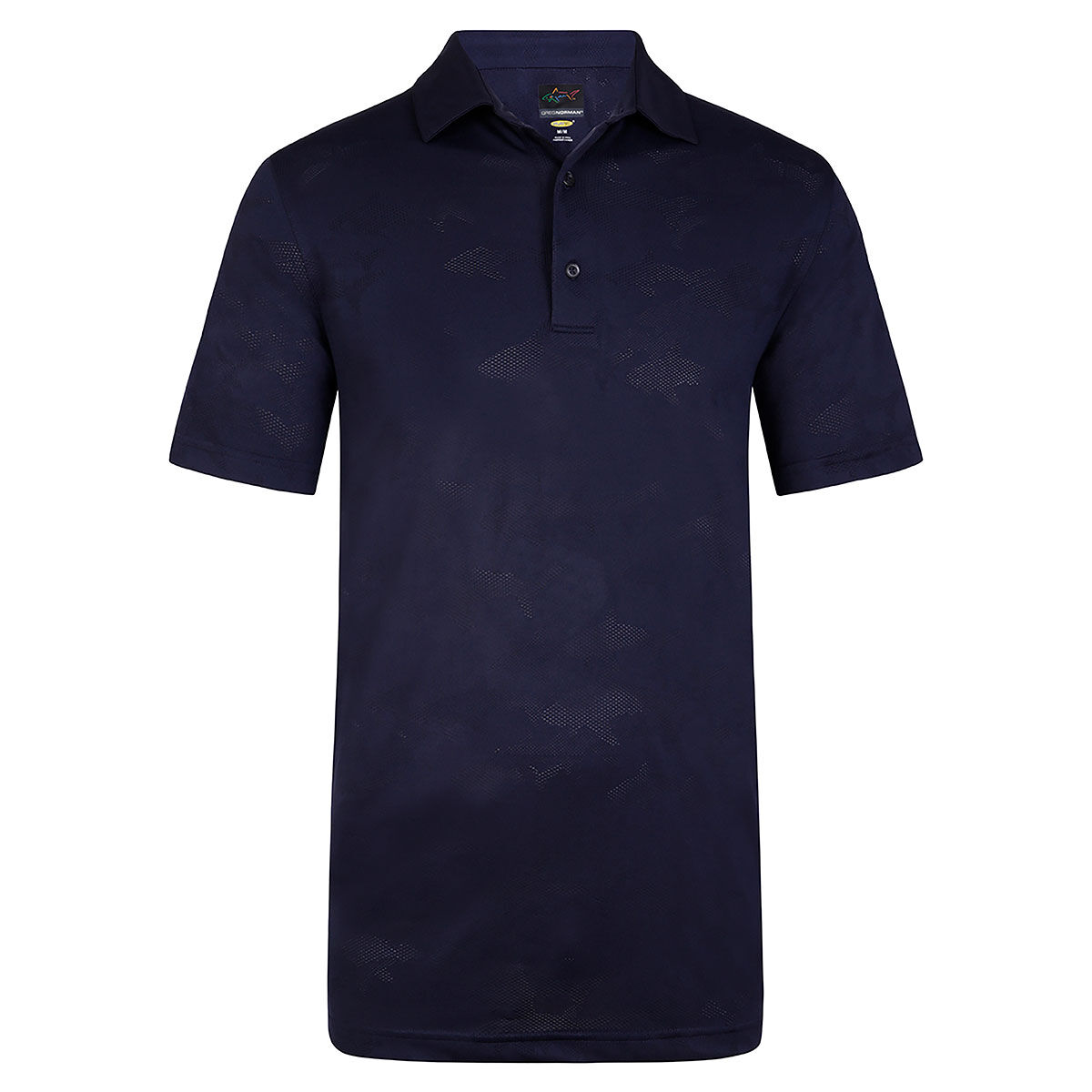 Greg Norman Men’s Shark Jacquard Golf Polo Shirt, Mens, Navy blue, Small | American Golf