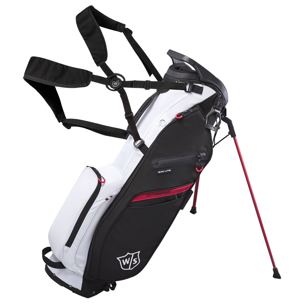 Wilson Staff Mens Black, White and Red Lightweight EXO Lite Golf Stand Bag | American Golf, One Size