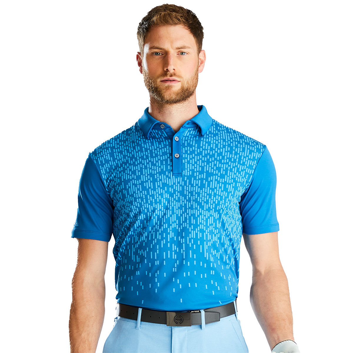 PING Men’s Ratio Golf Polo Shirt, Mens, Danube multi, Small | American Golf