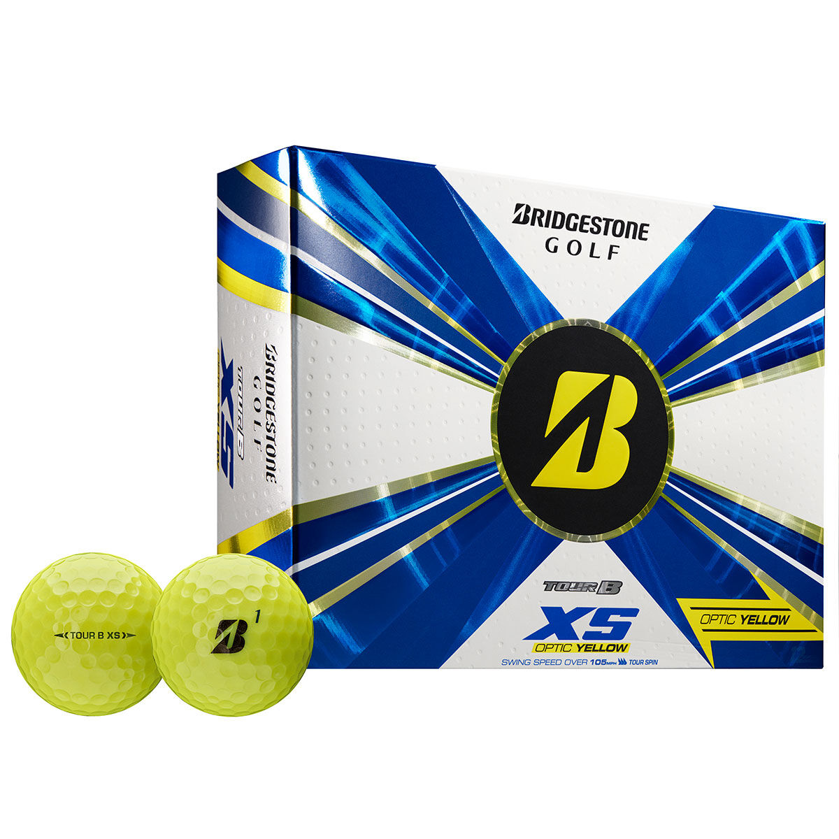 Bridgestone Tour B XS 12 Golf Ball Pack, Male, Yellow, One Size | American Golf