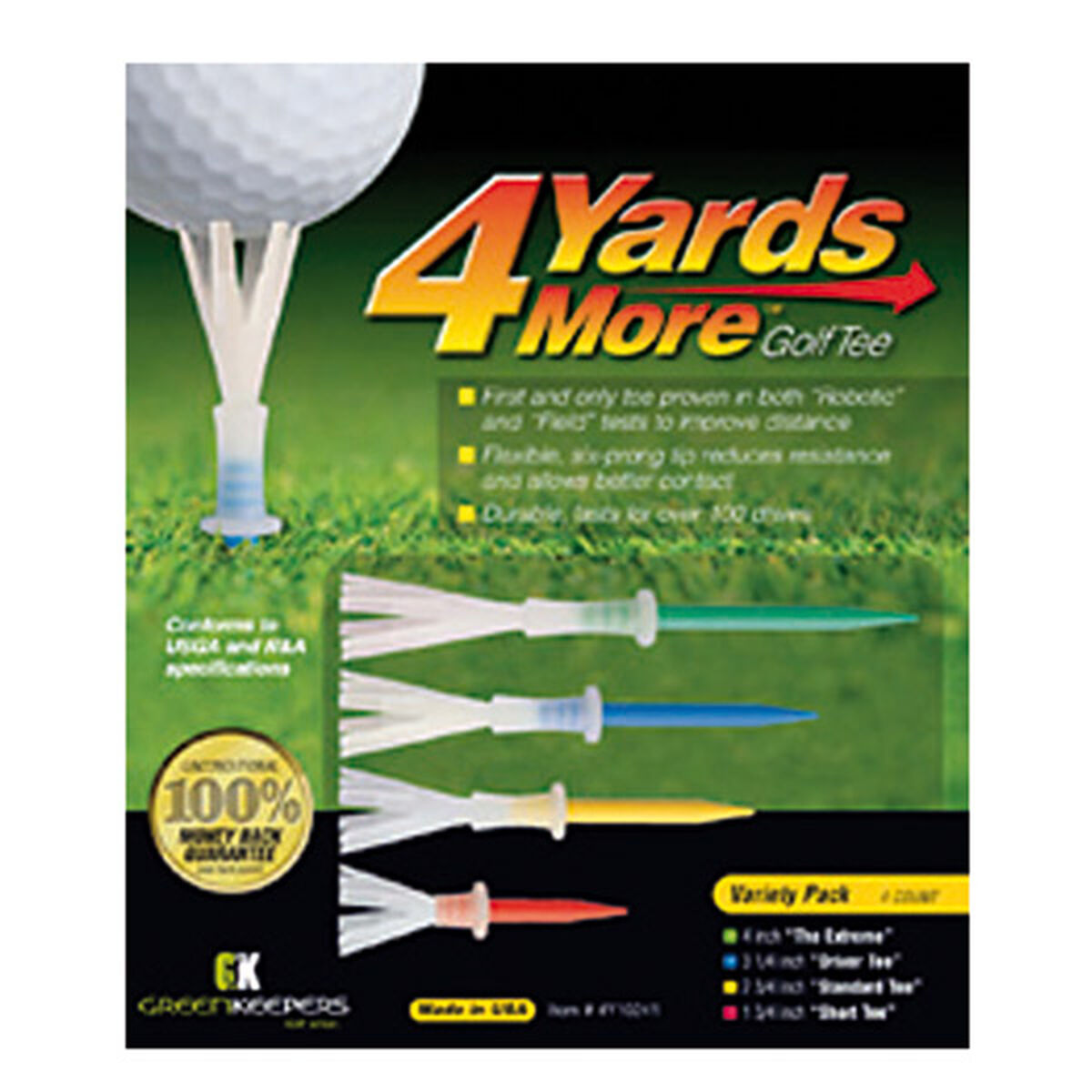 4 Yards More Tees, Variety Pack of 4 Golf, one size | American Golf