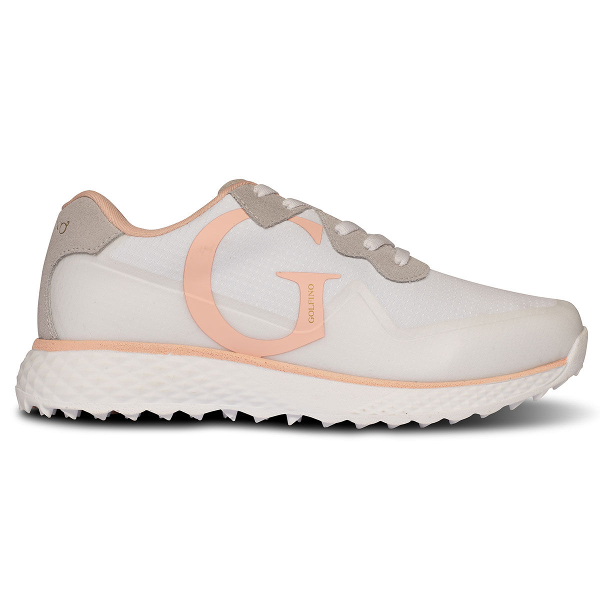 GOLFINO Womens White, Silver and Pink Retro Runner Golf Shoes, Size: 7| American Golf